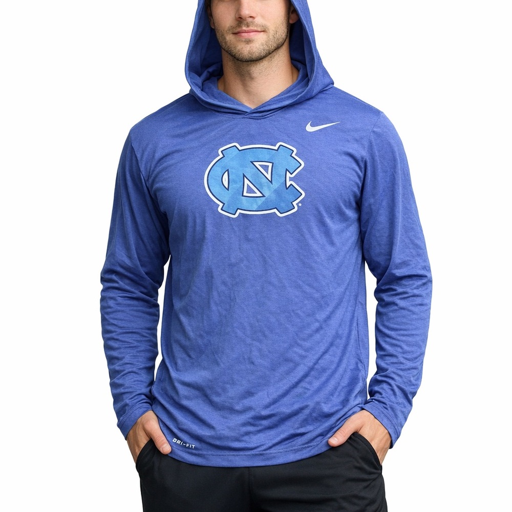 Nike‎ UNC Tar Heels Dri-FIT Lightweight Hoodie Men’s Size Large Blue